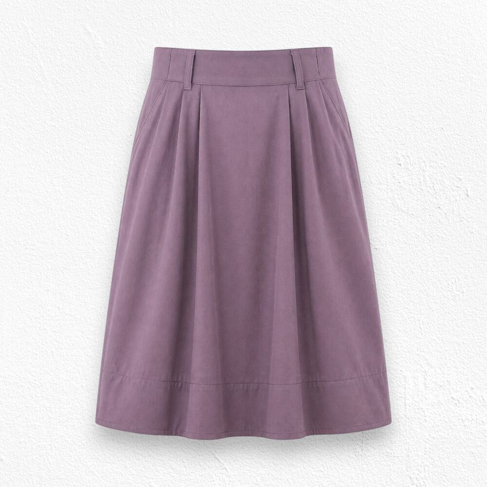 Y2K Hache Mauve Purple Cotton Pleated Cotton Midi Skirt Size IT 42 US 6